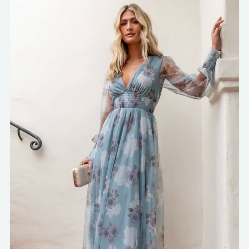 NWT Baltic Born Layla Tulle Blue Floral Maxi Dress size XL